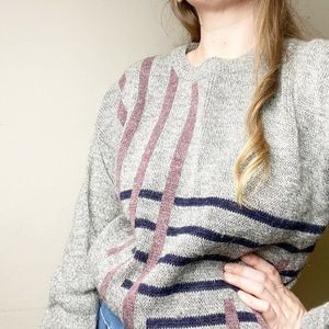 Vintage 90s Striped Wool Blend Crewneck Sweater
